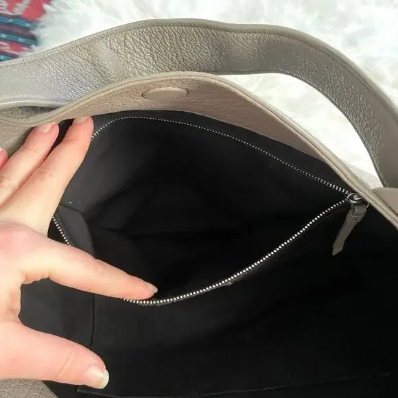 All Saints Taupe Leather Hobo Bag Shoulder Purse - Picture 14 of 15